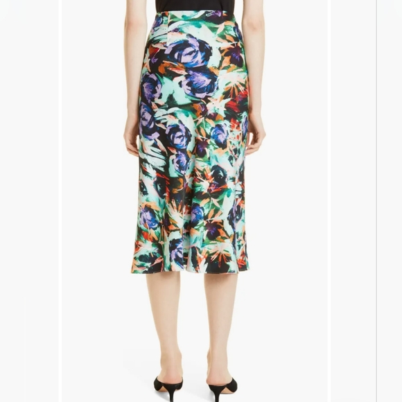 Milly Fion Oberon Rose-Print Bias Midi Skirt - Picture 4 of 6